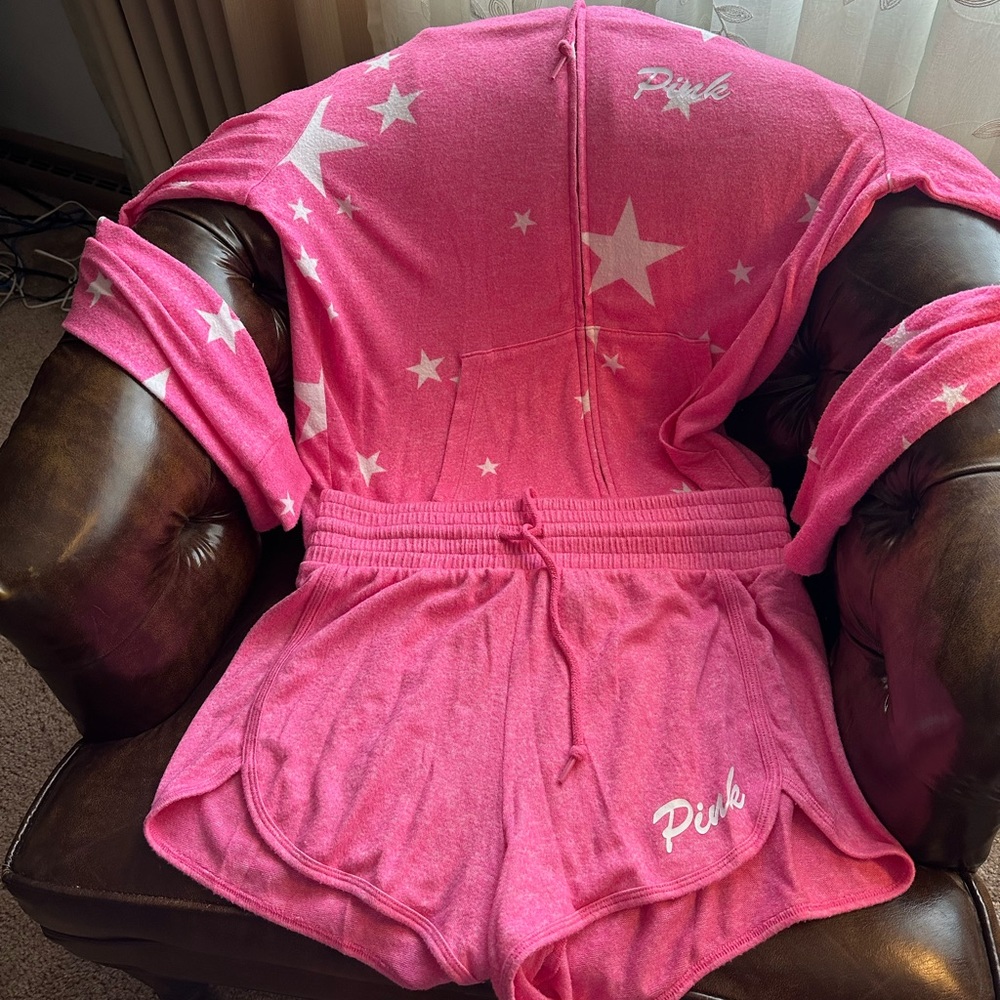 EEUC Rare Pink zip hoodie short set